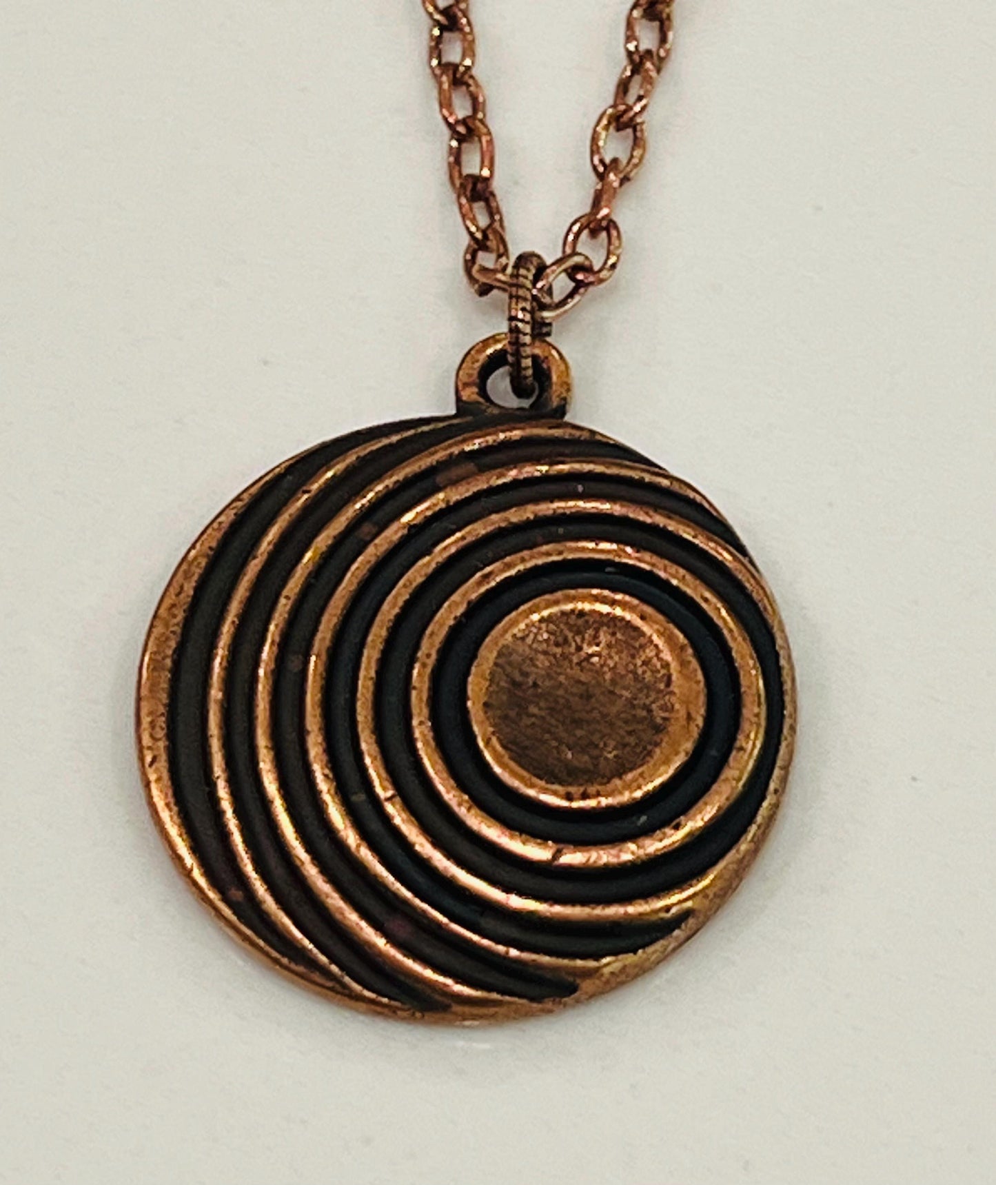 Copper Delicate Paperclip Layering Necklace Geometric Spiral Coin Pendant Gorgeous Layering Statement Necklace Copper Statement Necklace