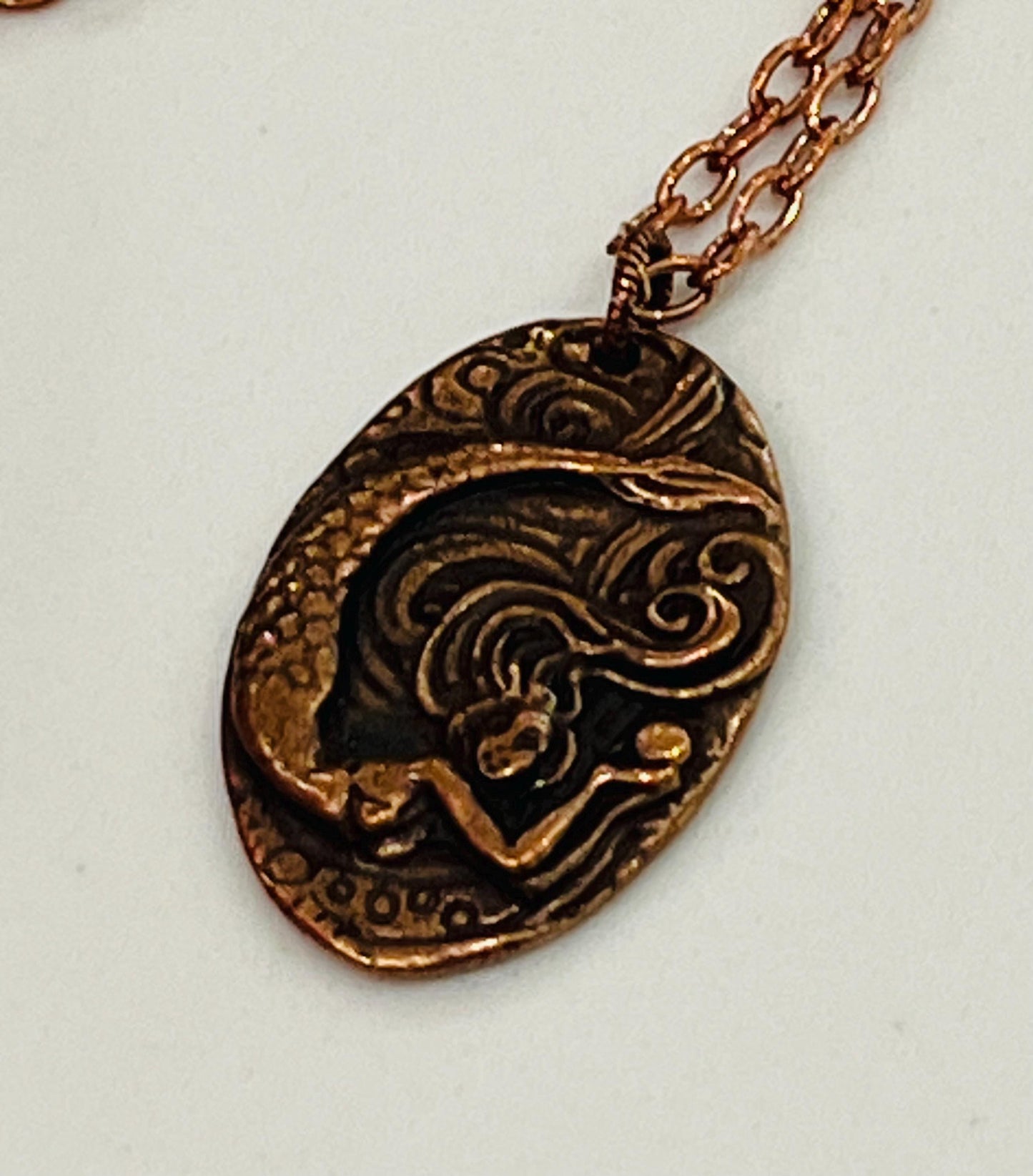 Copper Small Classic Cable Chain Necklace with Large Mermaid Pendant Pendant Gorgeous Layering Statement Necklace Copper Versatile Length