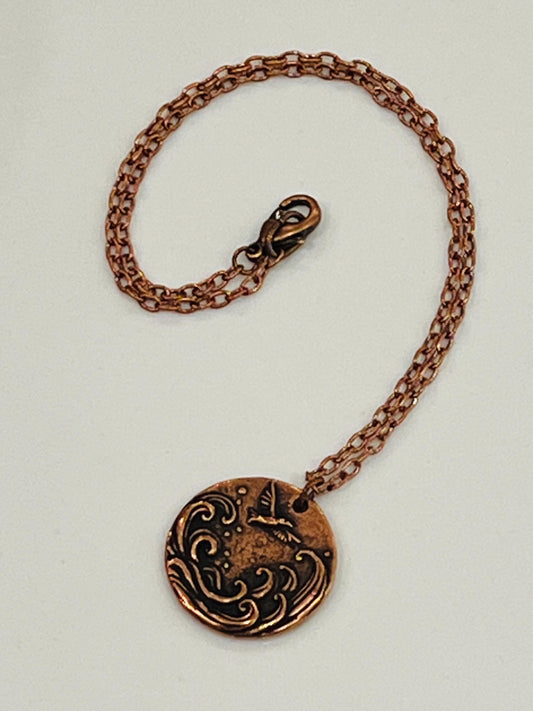 Copper Small Classic Cable Chain Necklace with Sea & Bird Grateful Heart Pendant Pendant Gorgeous Layering Necklace Copper Versatile Length