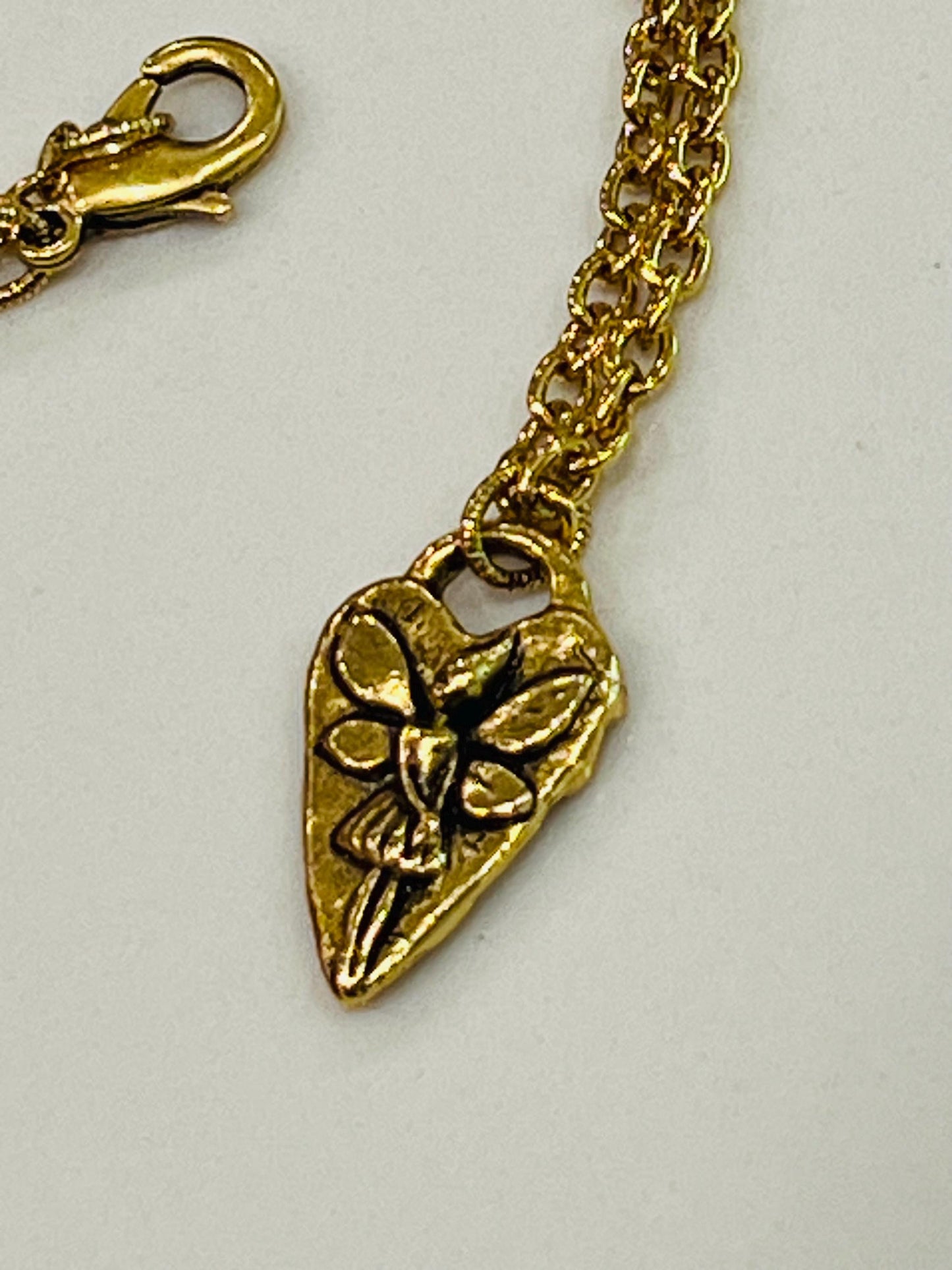Gold, Silver, or Copper Small Classic Cable Chain Necklace Floral Heart Fairy Pendant Gorgeous Layering Necklace Necklace Versatile Length