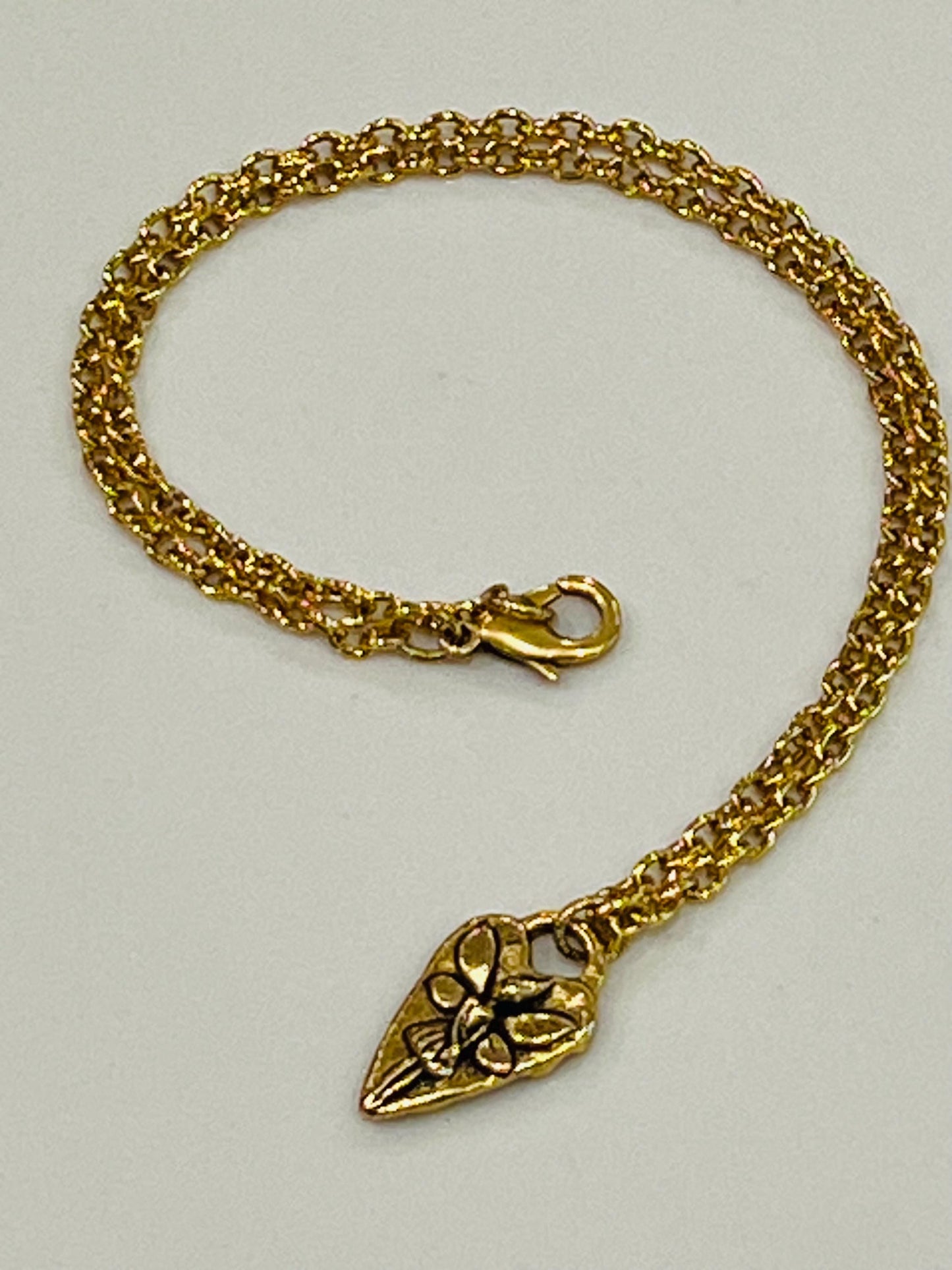 Gold, Silver, or Copper Small Classic Cable Chain Necklace Floral Heart Fairy Pendant Gorgeous Layering Necklace Necklace Versatile Length