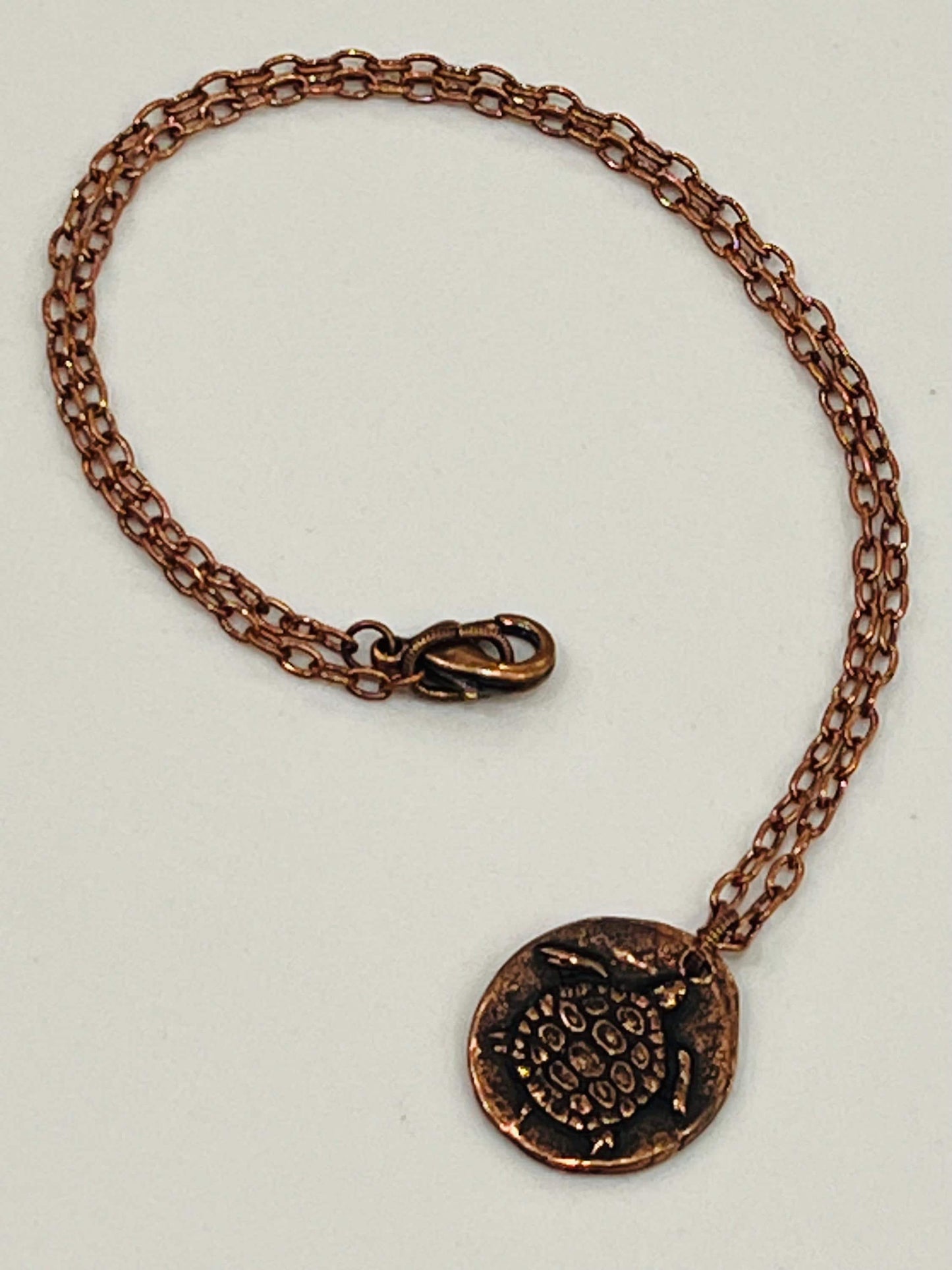 Copper Delicate Paperclip Layering Necklace with Copper Turtle Sink or Swim Coin Pendant Gorgeous Layering Statement Copper Necklace