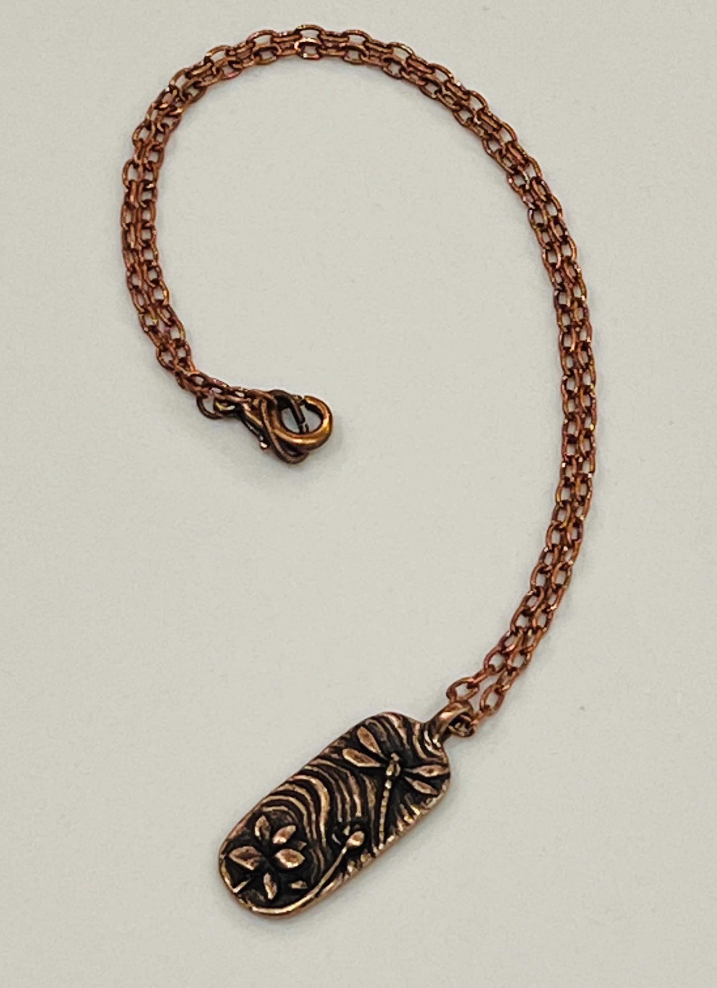 Copper Delicate Paperclip Layering Necklace Dragonfly Pendant Gorgeous Layering Statement Copper Necklace Whimsical Jewelry Dragonfly Charm