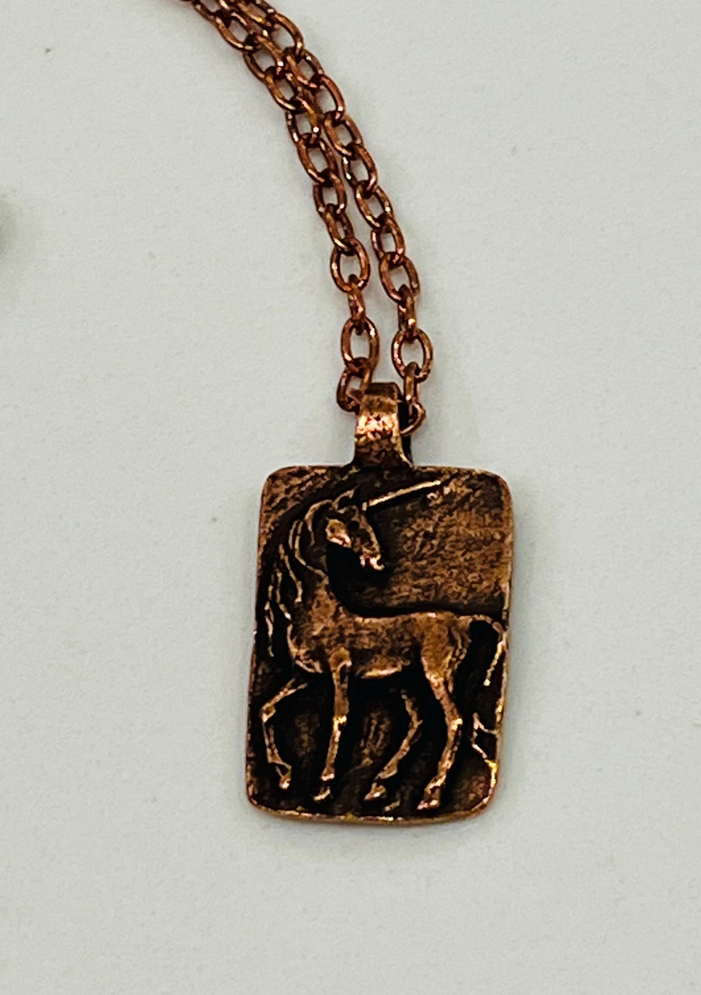 Copper Delicate Paperclip Layering Necklace Unicorn “Believe” Coin Pendant Gorgeous Layering Statement Copper Necklace Whimsical Jewelry