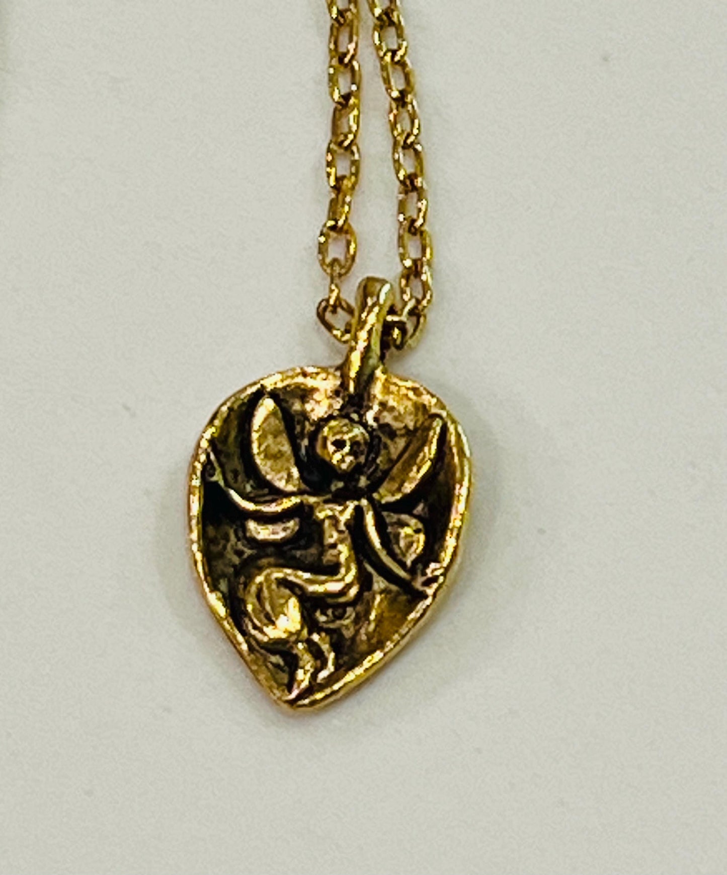 Gold Delicate Paperclip Layering Necklace Pixie Pendant Gorgeous Layering Statement Necklace Whimsical Gold Necklace Green Girl Studios