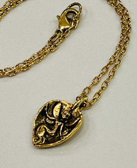Gold Delicate Paperclip Layering Necklace Pixie Pendant Gorgeous Layering Statement Necklace Whimsical Gold Necklace Green Girl Studios