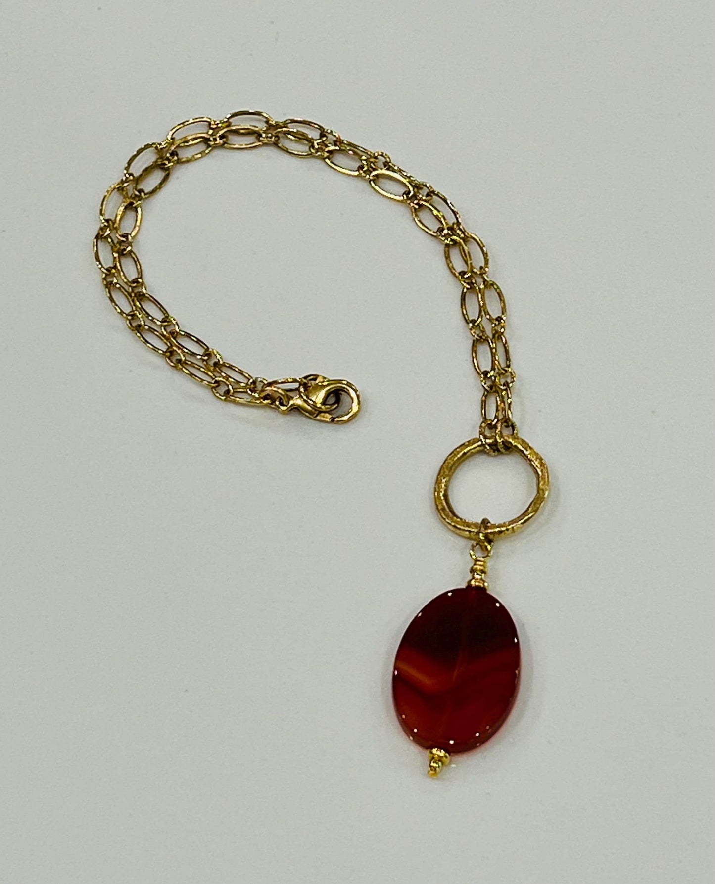 Dainty Gold Oval Link Chain with Large Carnelian Oval Pendant Necklace Carnelian Gorgeous Layering Statement Necklace Gold Drop Necklace