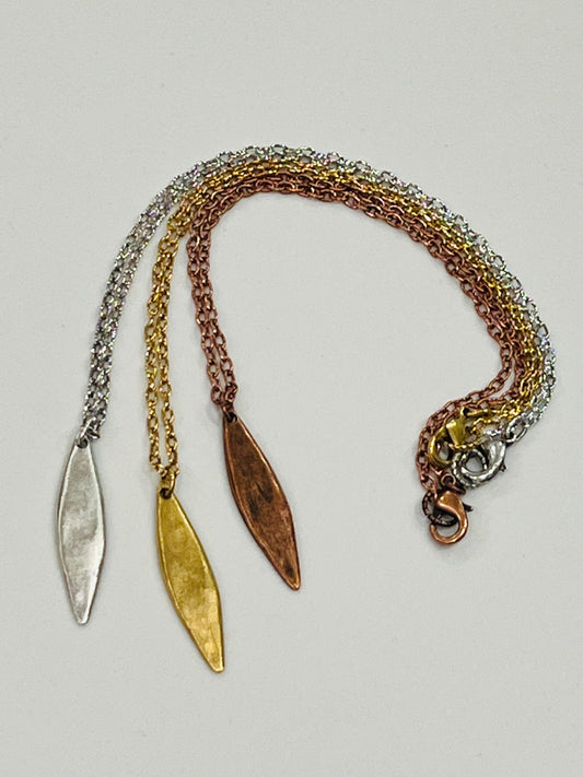 Gold, Silver, or Copper Delicate Paperclip Layering Necklace with Geometric Pendant Gorgeous Layering Statement Necklace Modern Necklace