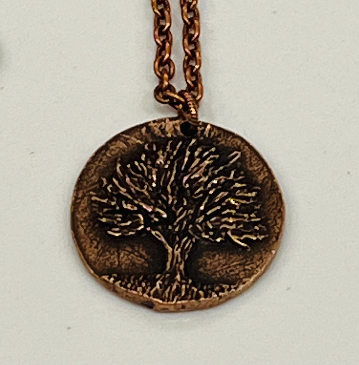 Gold or Copper Delicate Paperclip Layering Necklace with Large Tree of Knowledge Pendant Gorgeous Layering Necklace Modern Necklace