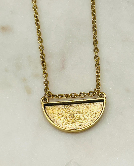 Gold Classic Cable Chain Layering Necklace with Half Circle Geometric Pendant Gorgeous Layering Statement Necklace Modern Gold Necklace