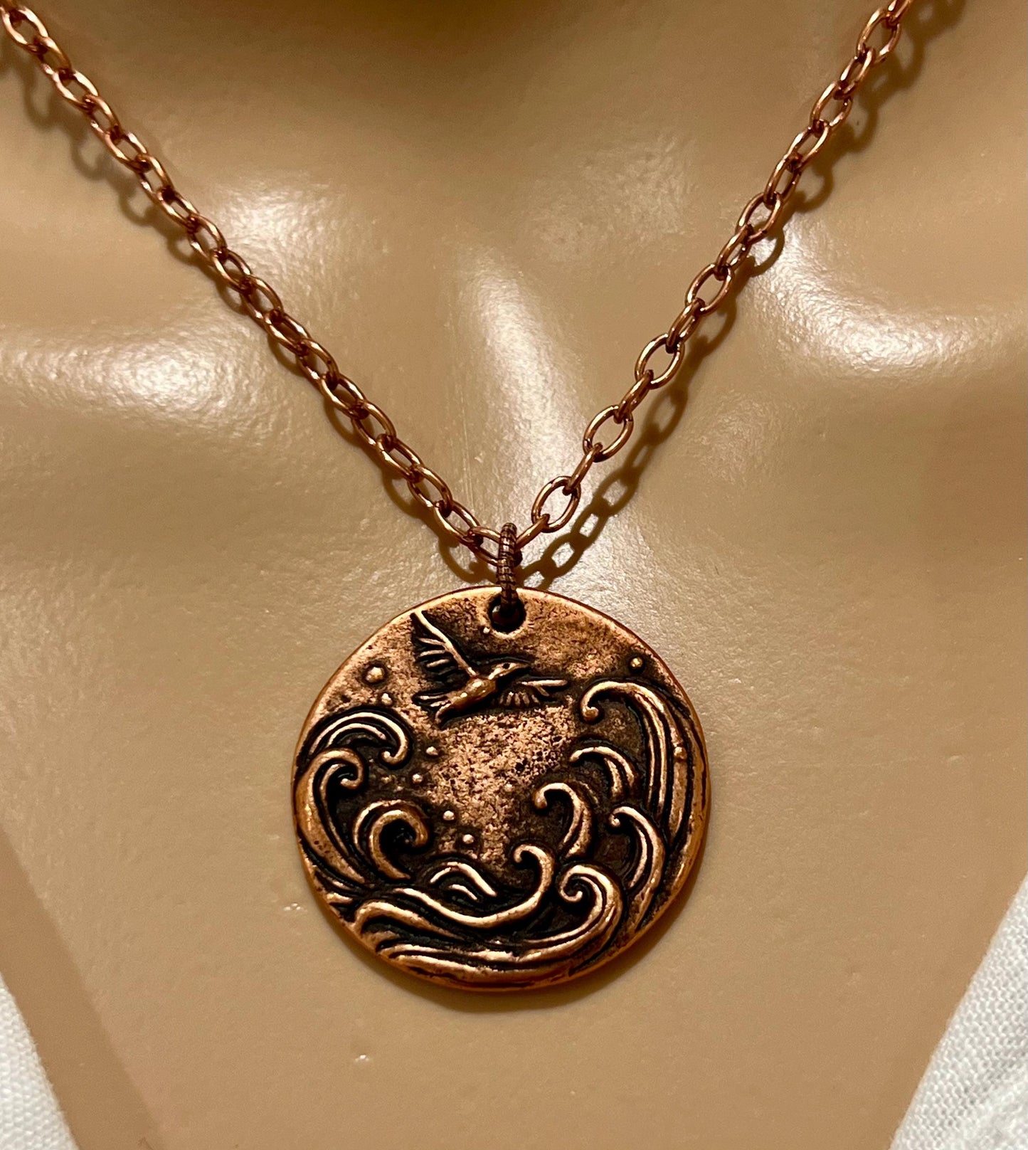 Copper Small Classic Cable Chain Necklace with Sea & Bird Grateful Heart Pendant Pendant Gorgeous Layering Necklace Copper Versatile Length