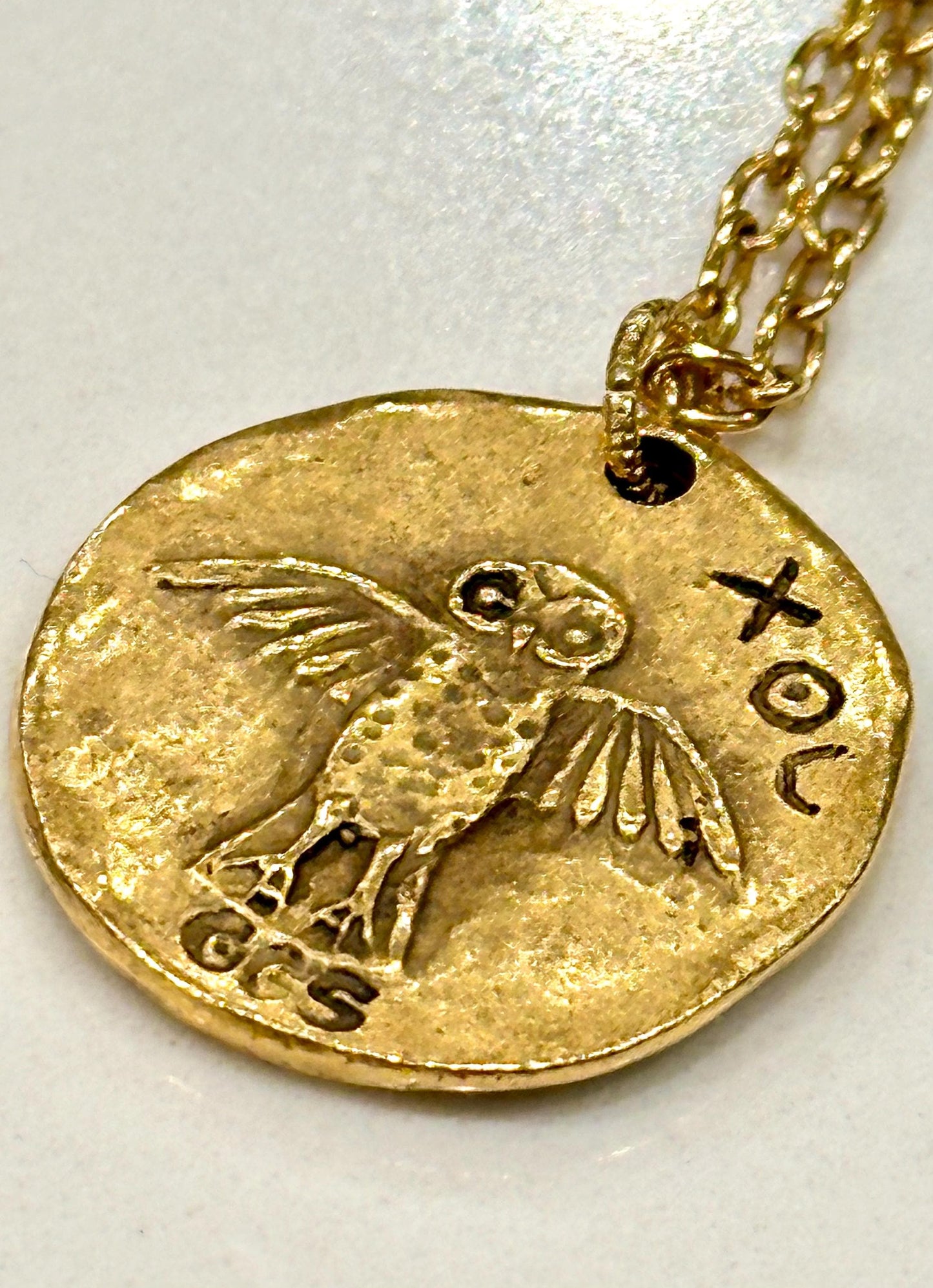 Gold or Copper Delicate Paperclip Layering Necklace with Owl Pendant Gorgeous Layering Statement Necklace Modern Necklace Green Girl Studios