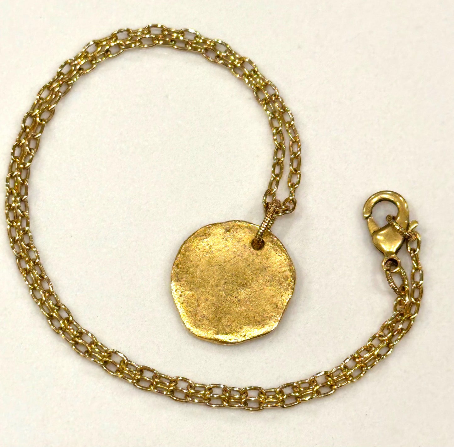 Gold, Silver, or Copper Small Classic Cable Chain Layering Necklace with Organic Coin Pendant Gorgeous Layering Necklace Modern Necklace
