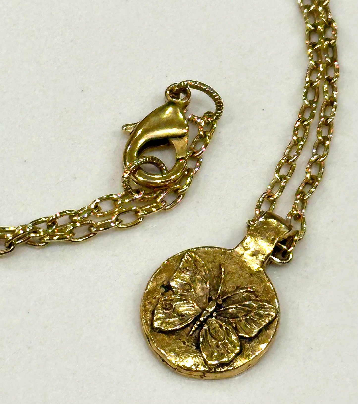 Gold, Silver, or Copper Delicate Paperclip Layering Necklace with Butterfly Coin Pendant Layering Statement Necklace Modern Necklace