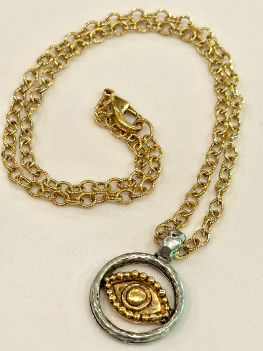 Gold Small Textured Cable Chain Necklace with Evil Eye Pendant Gorgeous Layering Statement Necklace Gold Necklace Versatile Length