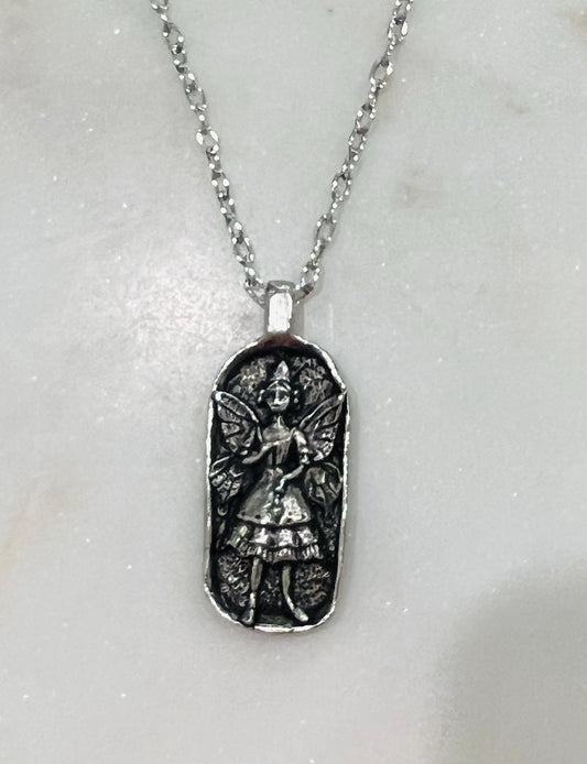 Silver Delicate Paperclip Layering Necklace Pixie Pendant Gorgeous Layering Statement Necklace Whimsical Silver Necklace Green Girl Studios