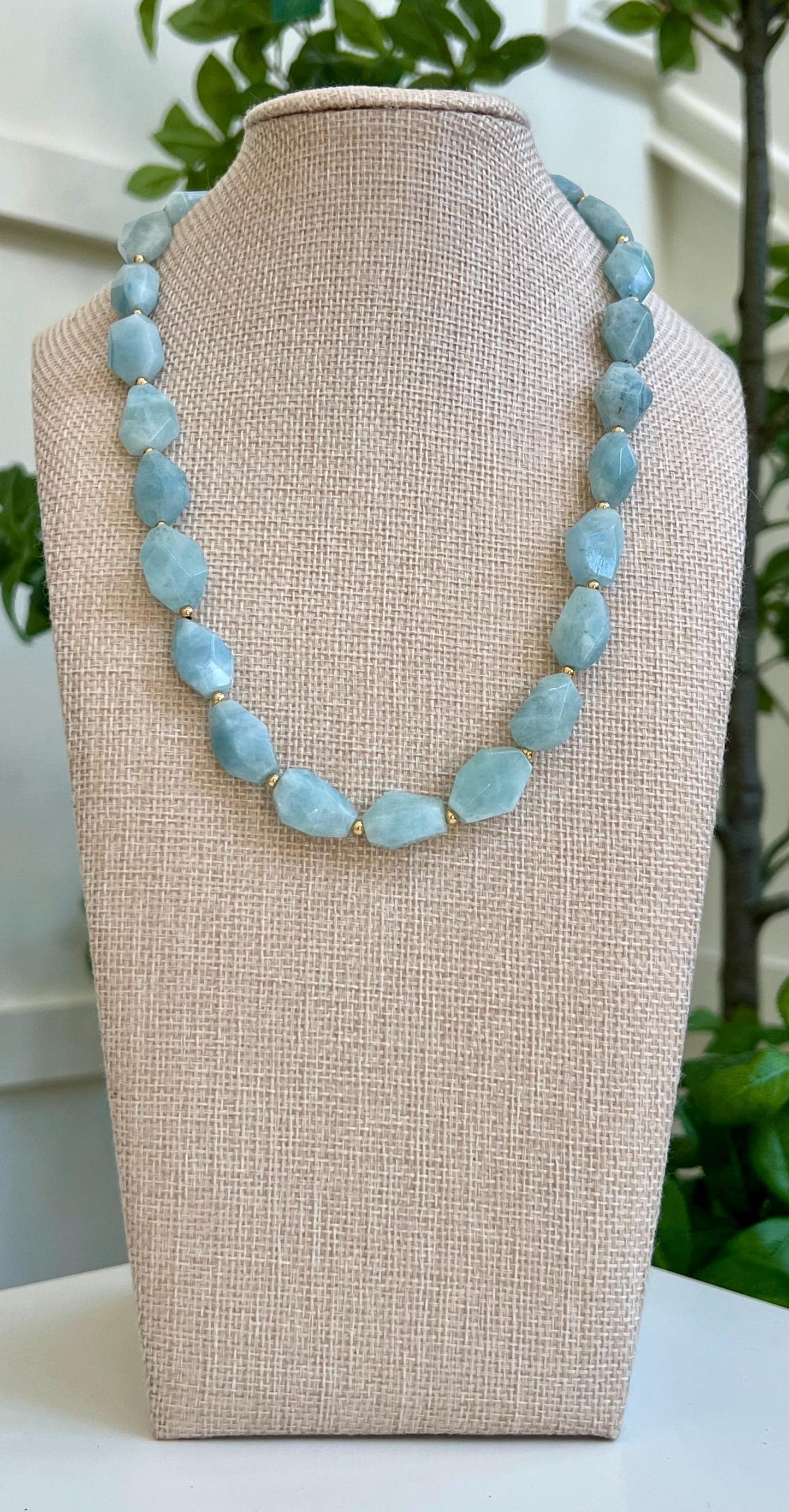 Aquamarine Beaded Chunky Necklace