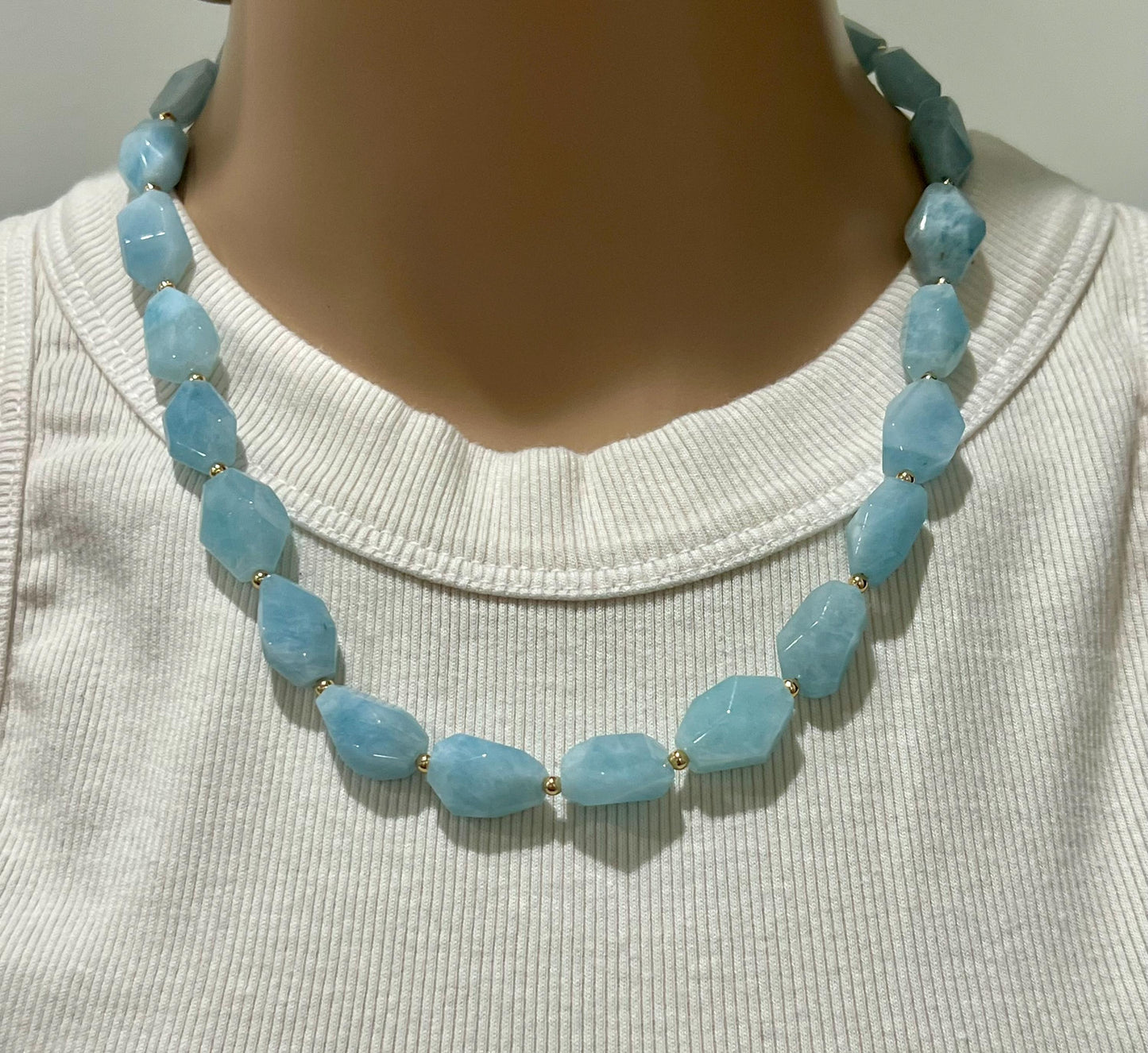 Aquamarine Beaded Chunky Necklace