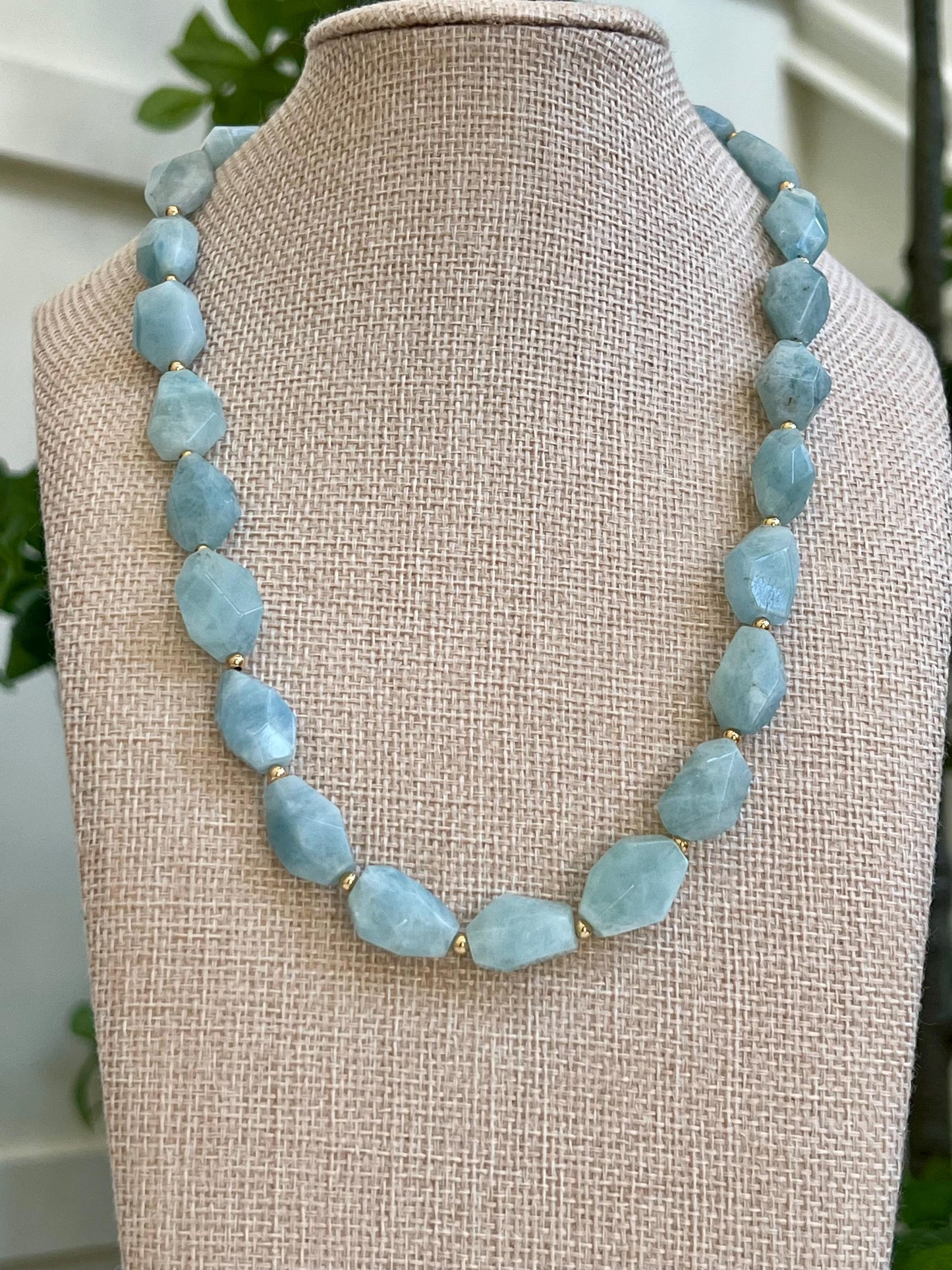 Aquamarine Beaded Chunky Necklace