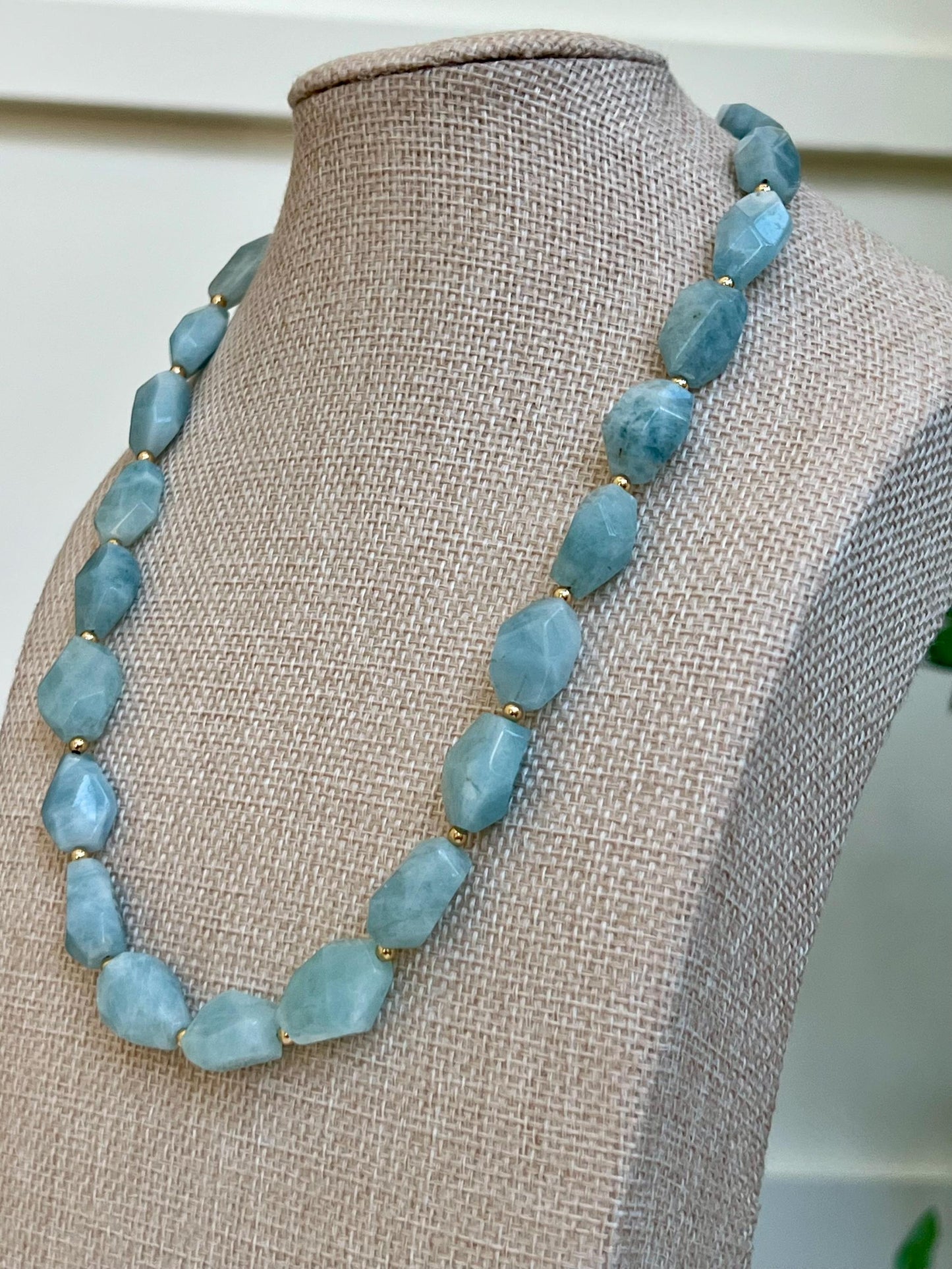 Aquamarine Beaded Chunky Necklace