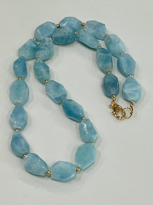 Aquamarine Beaded Chunky Necklace