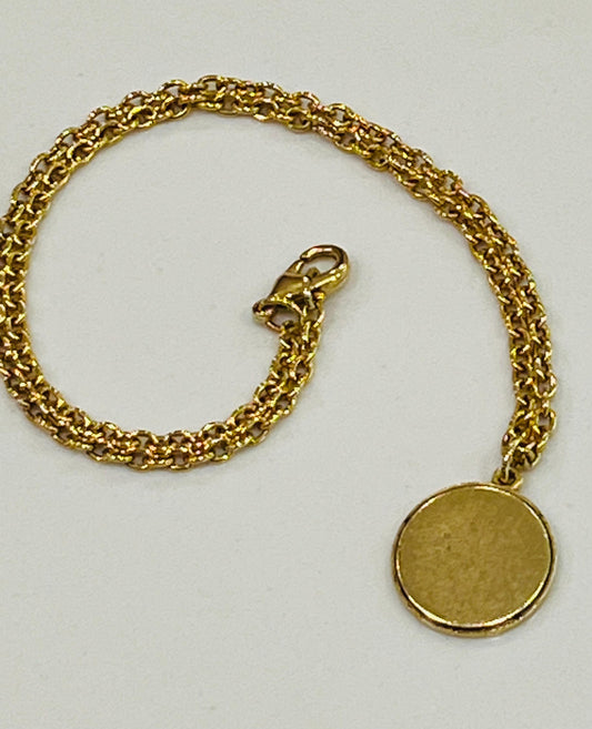 Gold Small Classic Cable Chain Layering Necklace with Organic Gold Coin Pendant Gorgeous Layering Statement Necklace Modern Gold Necklace