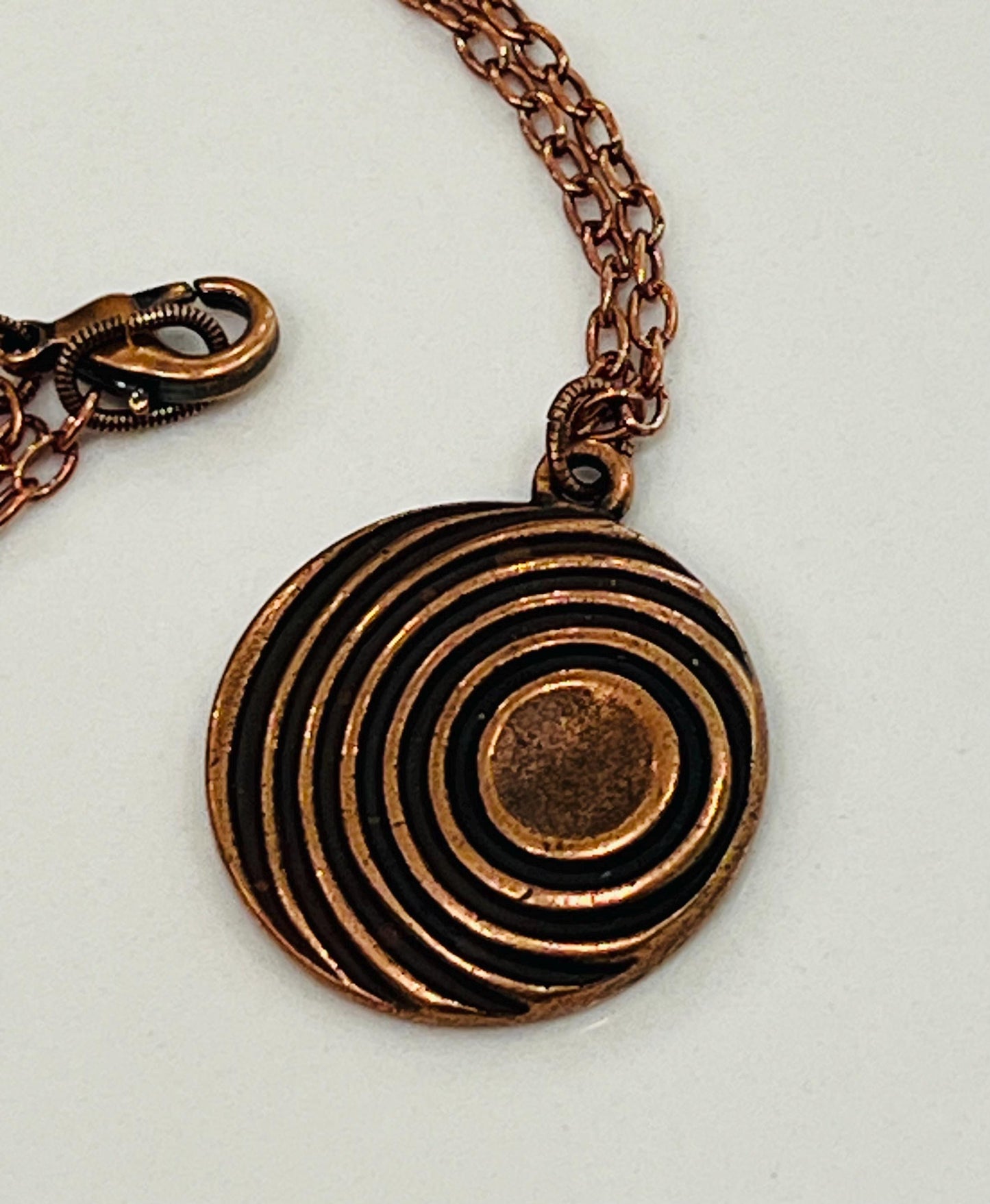 Copper Delicate Paperclip Layering Necklace Geometric Spiral Coin Pendant Gorgeous Layering Statement Necklace Copper Statement Necklace