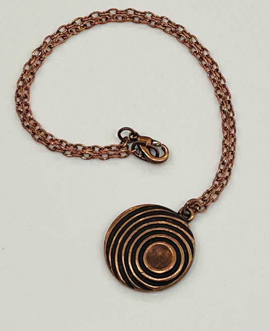 Copper Delicate Paperclip Layering Necklace Geometric Spiral Coin Pendant Gorgeous Layering Statement Necklace Copper Statement Necklace