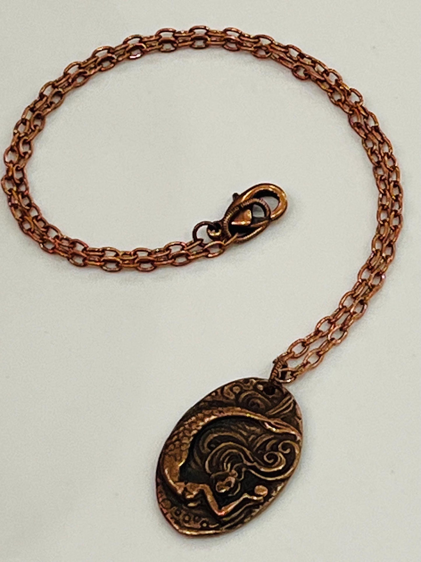 Copper Small Classic Cable Chain Necklace with Large Mermaid Pendant Pendant Gorgeous Layering Statement Necklace Copper Versatile Length