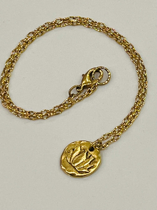 Gold Delicate Paperclip Layering Necklace with Gold Lotus Pendant Gorgeous Layering Statement Necklace Modern Gold Necklace