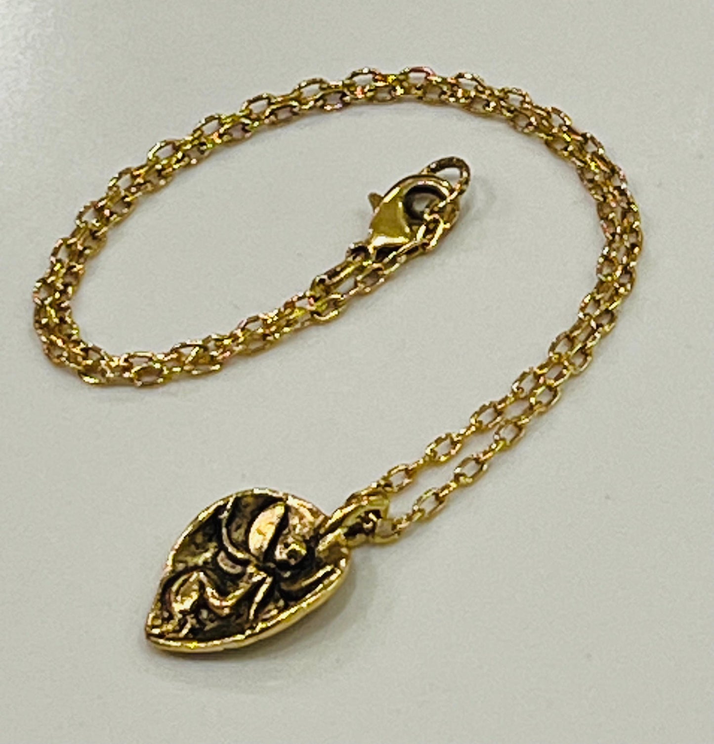 Gold Delicate Paperclip Layering Necklace Pixie Pendant Gorgeous Layering Statement Necklace Whimsical Gold Necklace Green Girl Studios