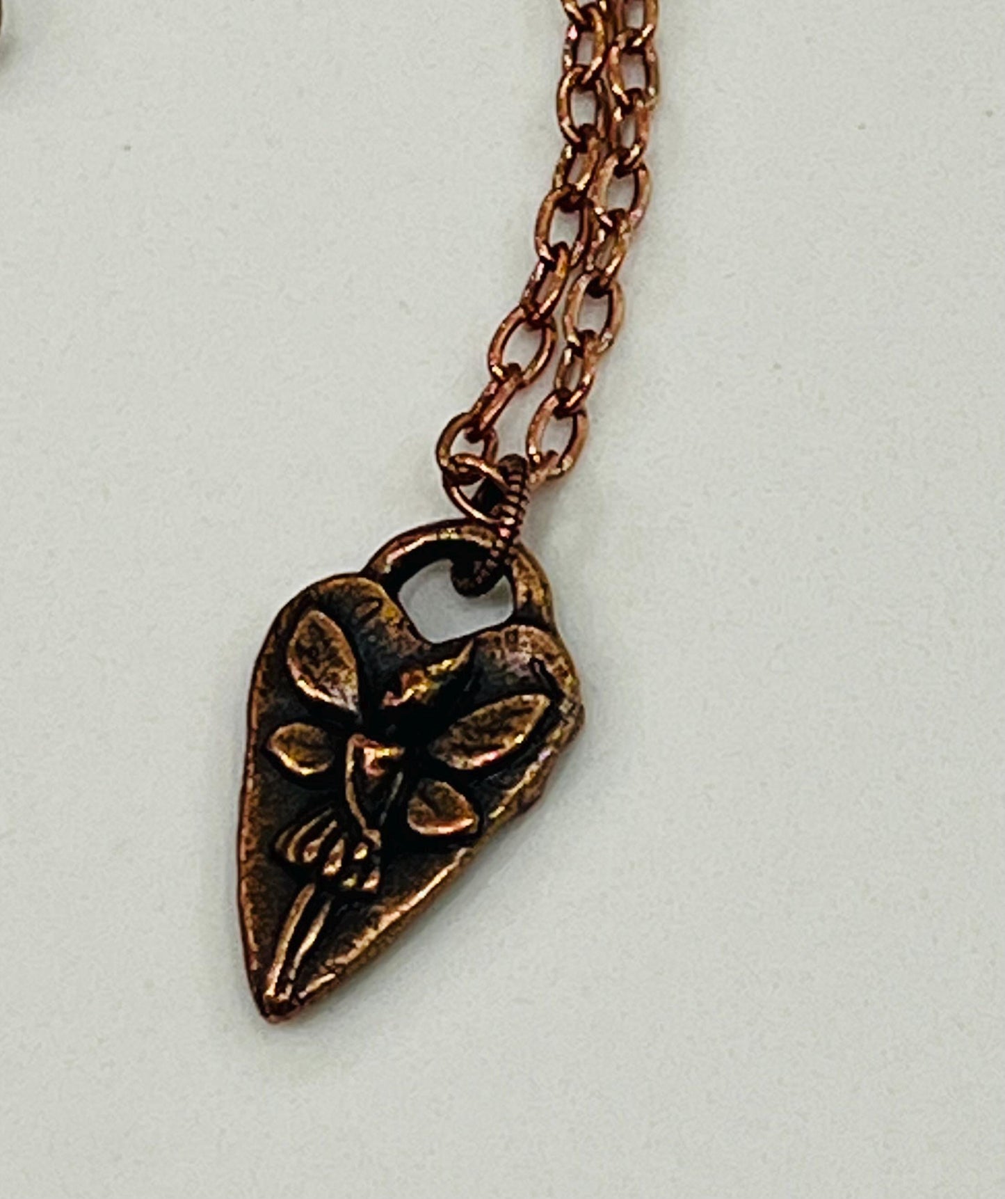 Copper Small Classic Cable Chain Necklace Floral Heart Fairy Pendant Gorgeous Layering Statement Necklace Copper Necklace Versatile Length