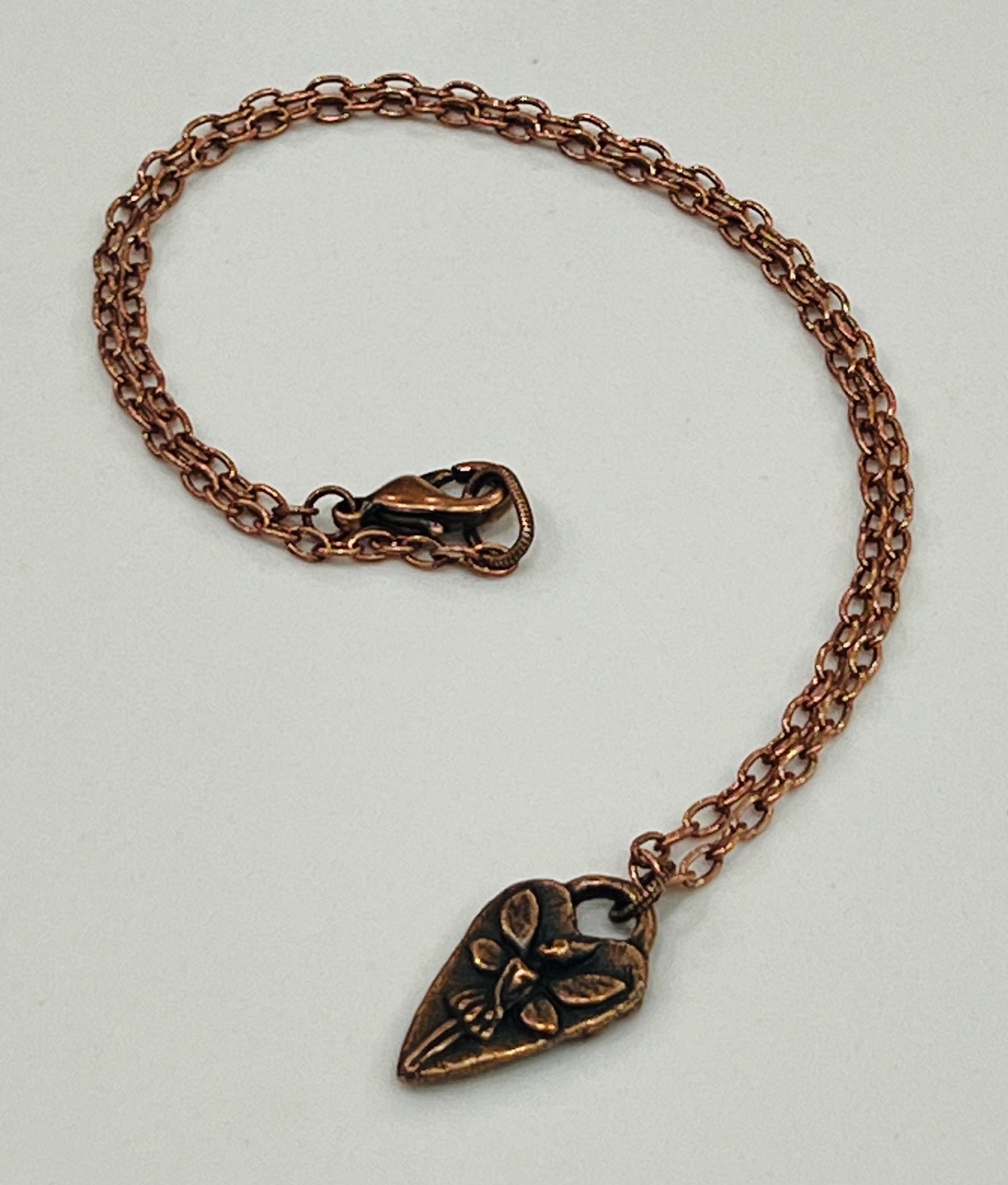 Copper Small Classic Cable Chain Necklace Floral Heart Fairy Pendant Gorgeous Layering Statement Necklace Copper Necklace Versatile Length