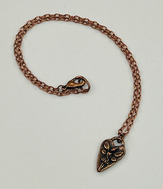 Copper Small Classic Cable Chain Necklace Floral Heart Fairy Pendant Gorgeous Layering Statement Necklace Copper Necklace Versatile Length