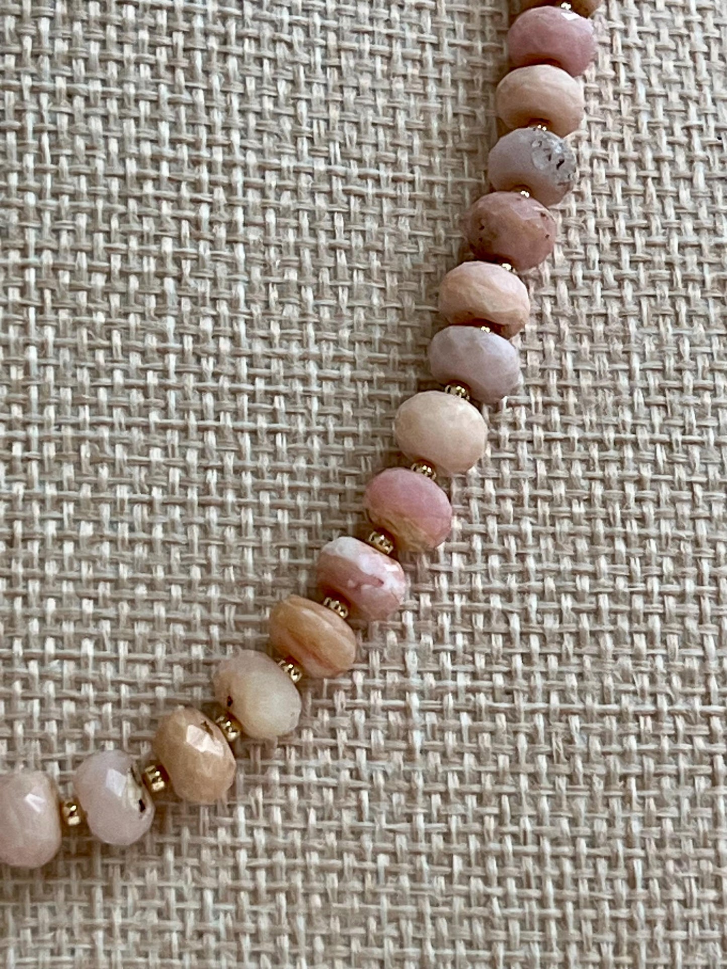 Pink Opal Beaded Necklace Opal 5x7mm Faceted Rondelle Beads 18k Gold Filled Clasp Beautiful Soft Pink Hues Natural Gemstone Necklace