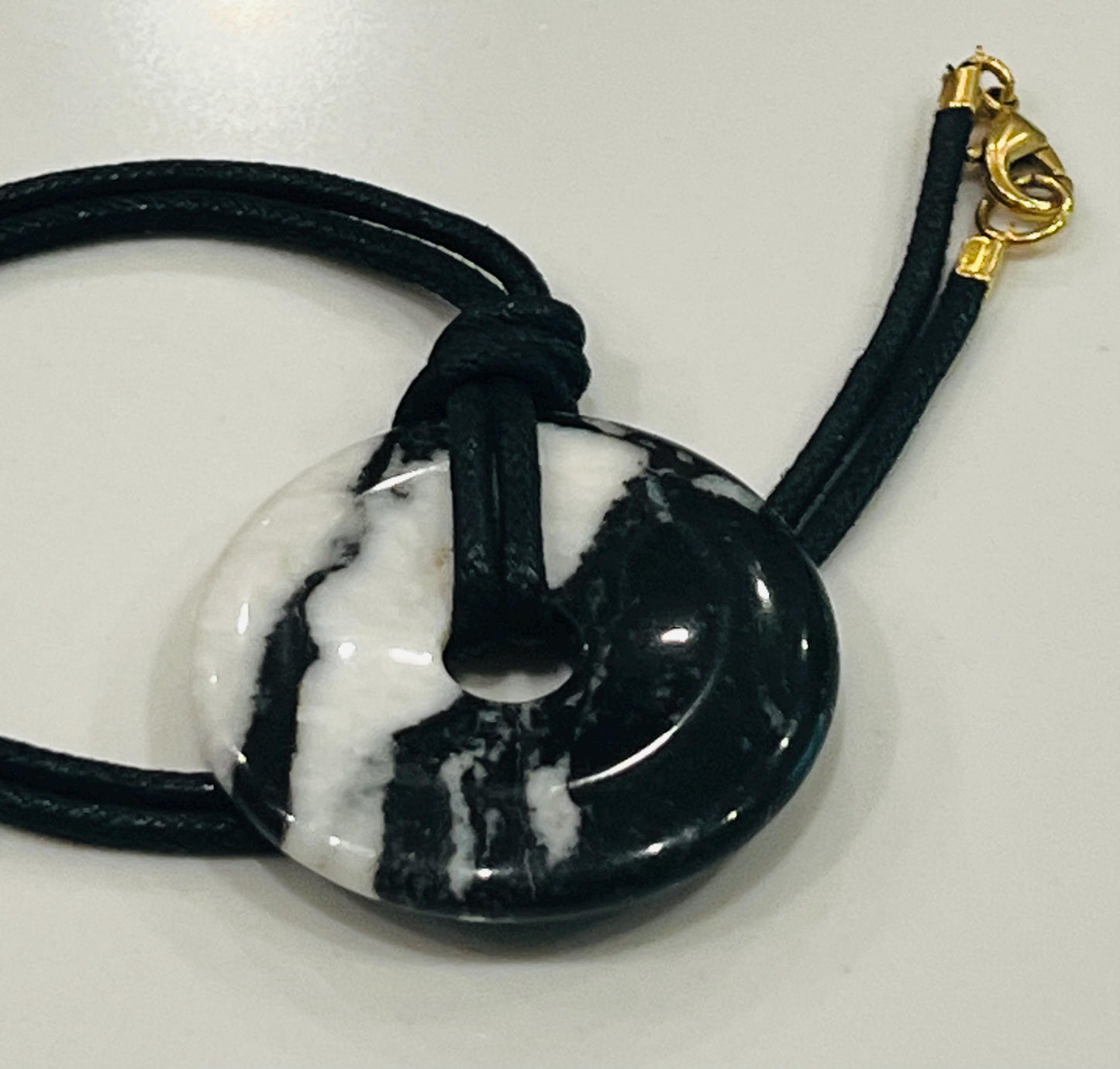 Zebra Jasper Donut Bead Necklace