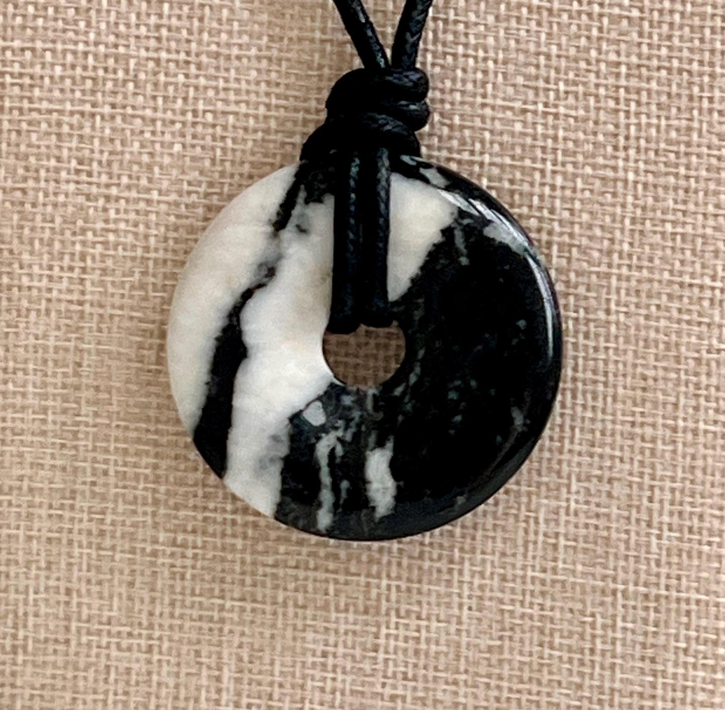 Zebra Jasper Donut Bead Necklace