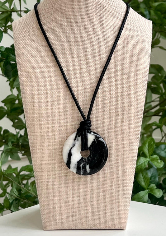 Zebra Jasper Donut Bead Necklace