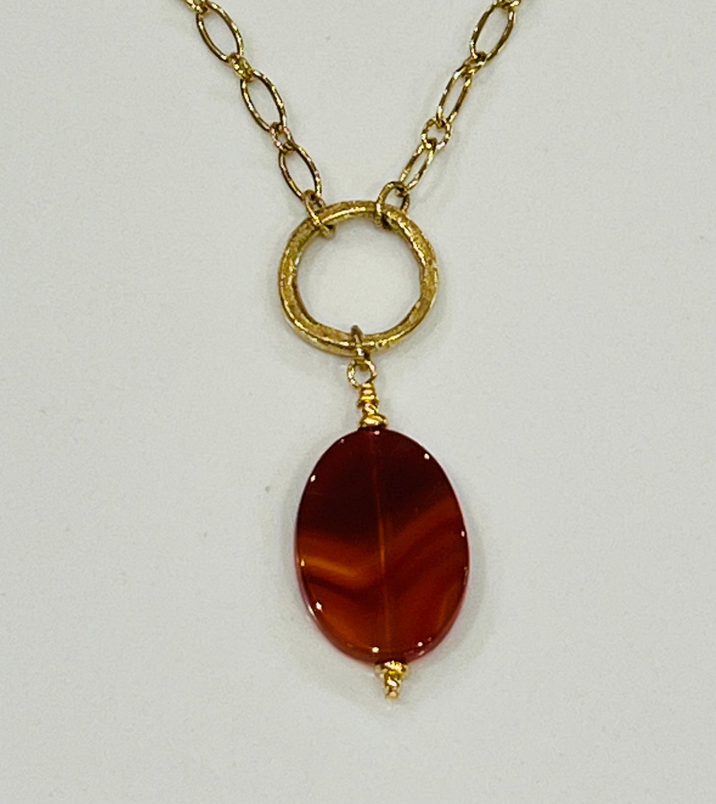 Dainty Gold Oval Link Chain with Large Carnelian Oval Pendant Necklace Carnelian Gorgeous Layering Statement Necklace Gold Drop Necklace