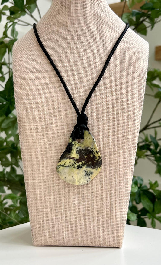 Yellow Turquoise Large Bead Necklace 50mm Gorgeous Turquoise Statement Pendant Necklace Layering Necklace Semi-Precious Natural Gemstones