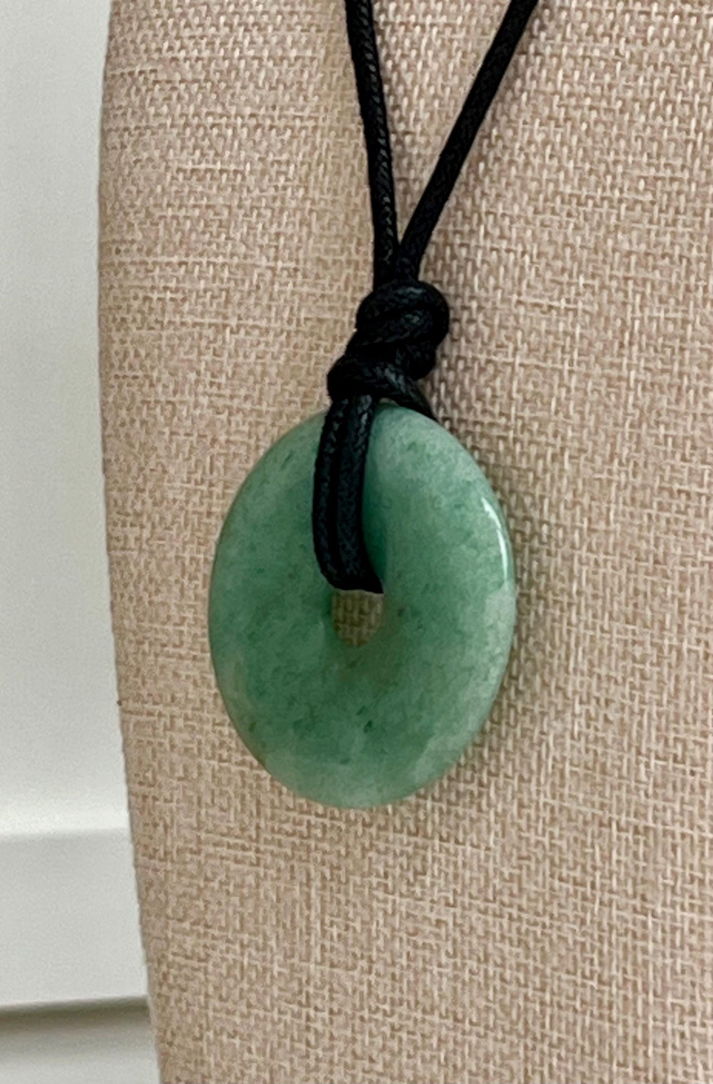 Green Aventurine Donut Bead Necklace 50mm Gorgeous Green Statement Pendant Necklace Layering Necklace Semi-Precious Natural Gemstones