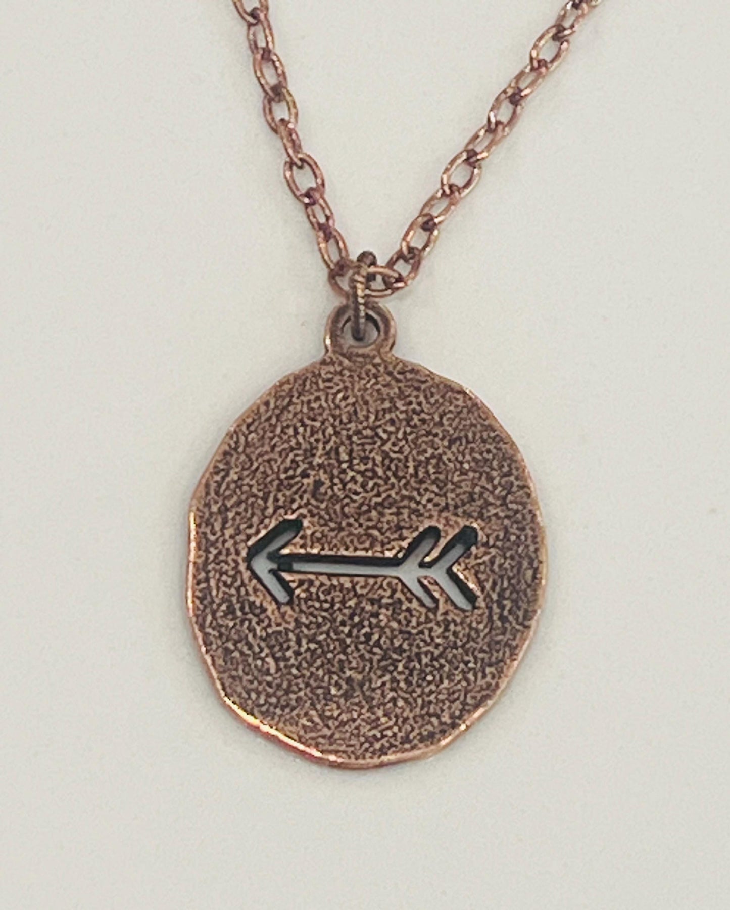 Copper Small Textured Cable Chain Necklace Arrow Oval Coin Pendant Gorgeous Layering Statement Necklace Copper Necklace Versatile Length