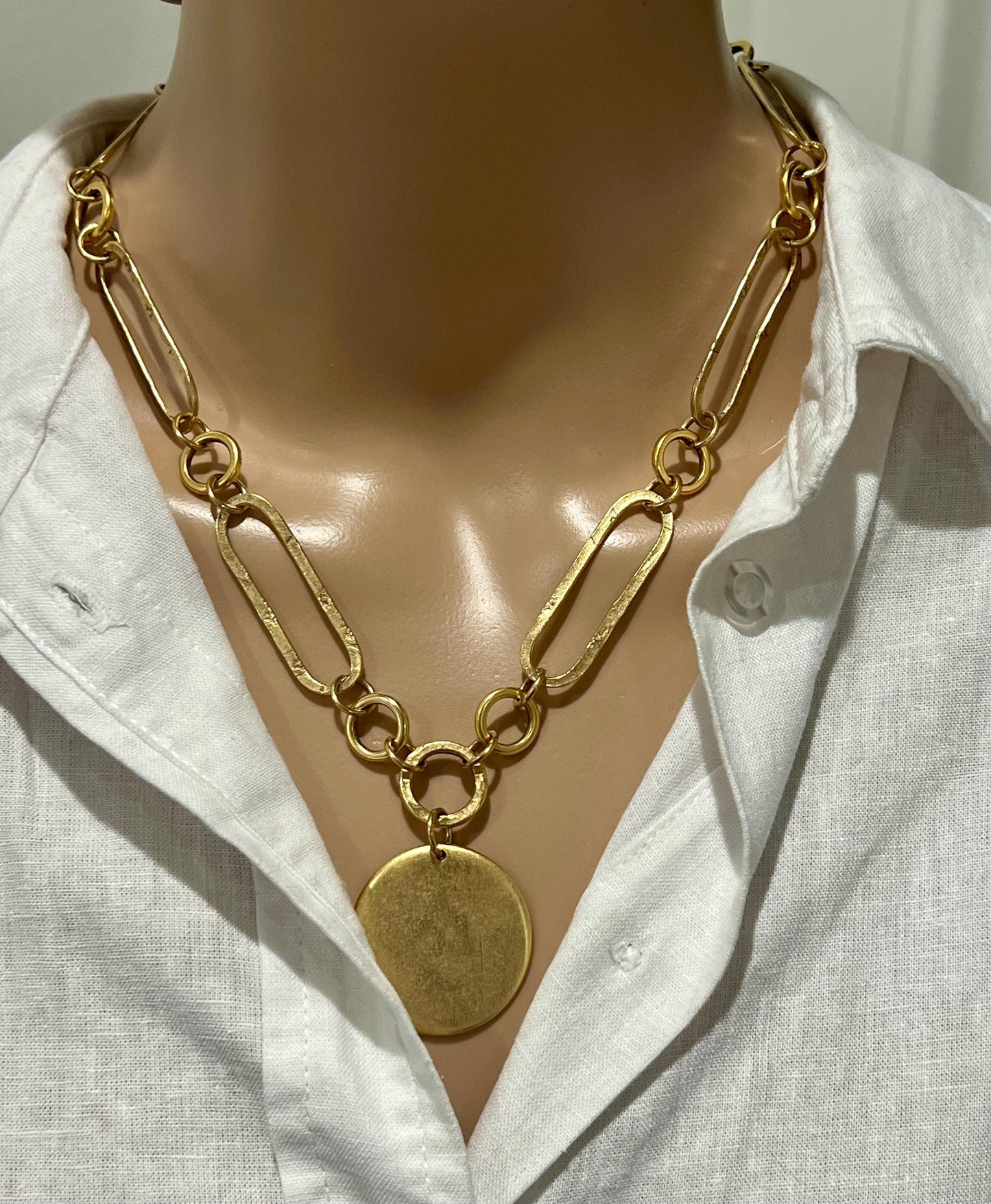 Gold Large Oval Link Necklace