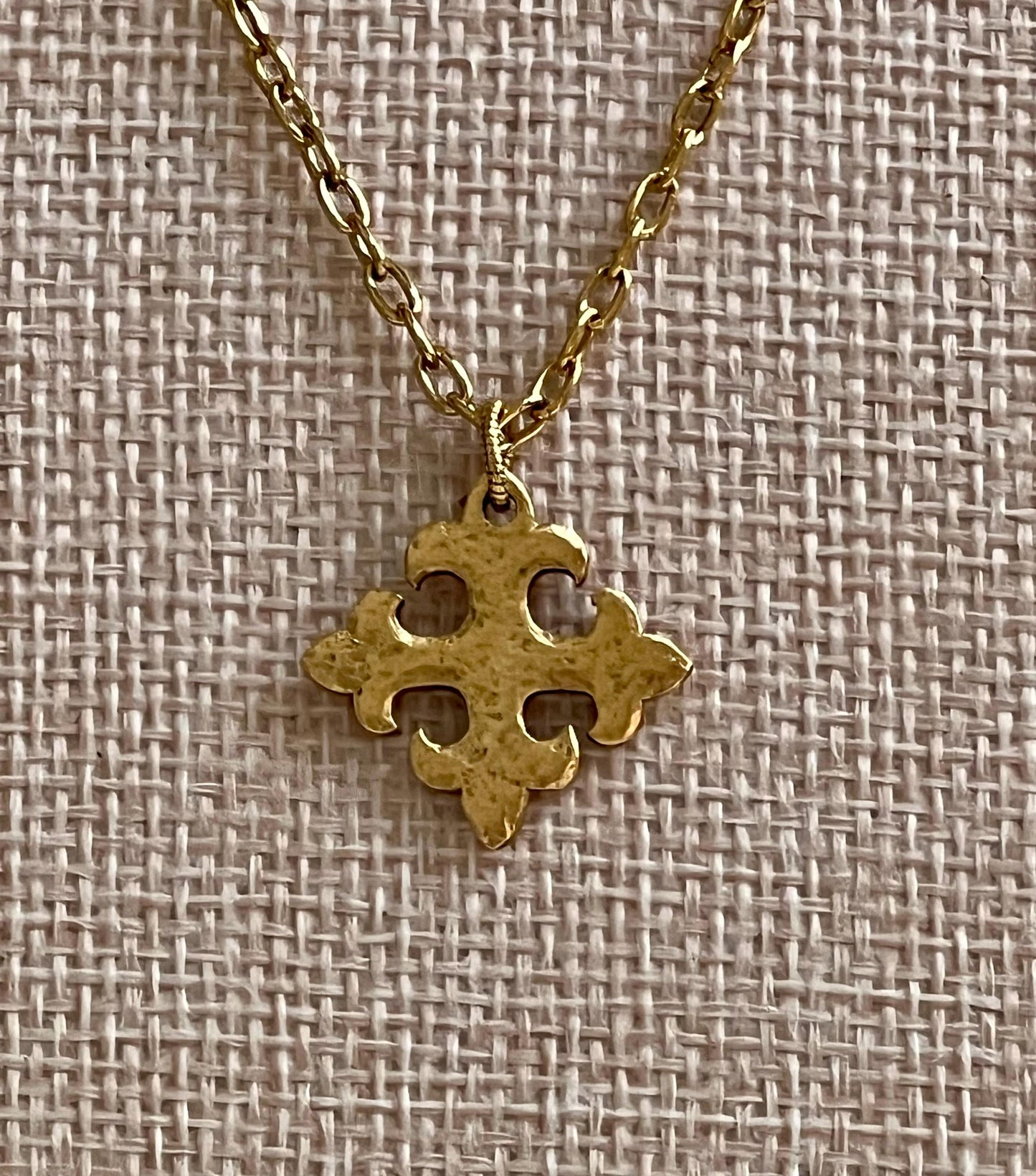 Gold Delicate Paperclip Layering Necklace with Celtic Cross Pendant Perfect Layering Necklace Non-tarnish Gold Plated Pewter Pendant