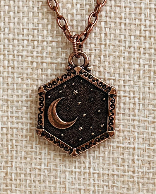 Copper Delicate Paperclip Layering Necklace with Sun and Moon Pendant Layering Statement Necklace Non-tarnish Copper Plated Pewter Necklace