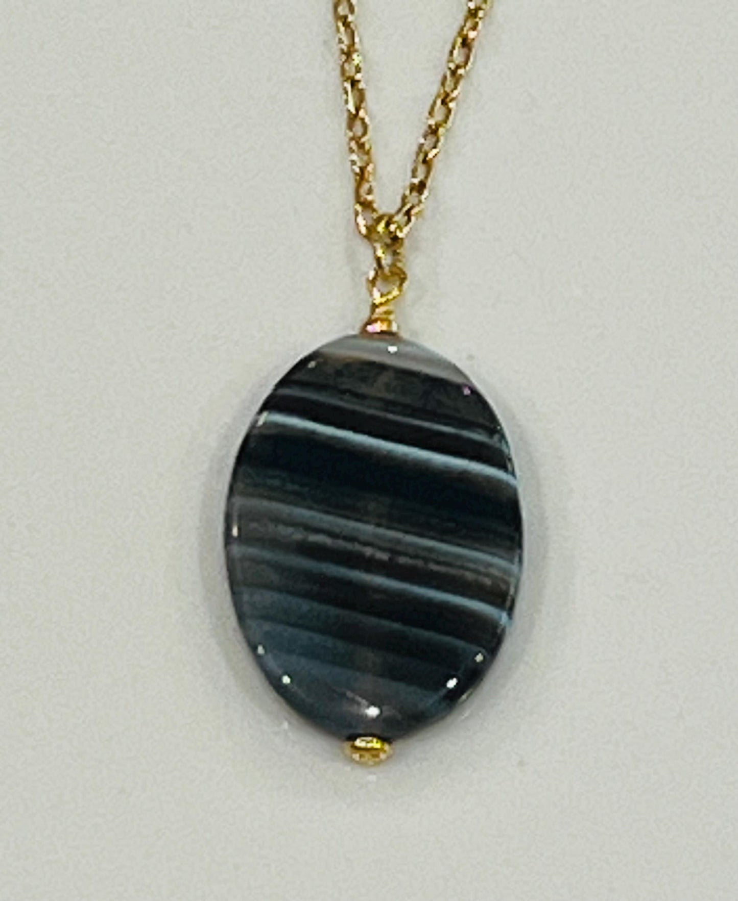 Gold Delicate Paperclip Layering Necklace with Oval Zebra Jasper Pendant Gorgeous Layering Statement Necklace Modern Gold Necklace