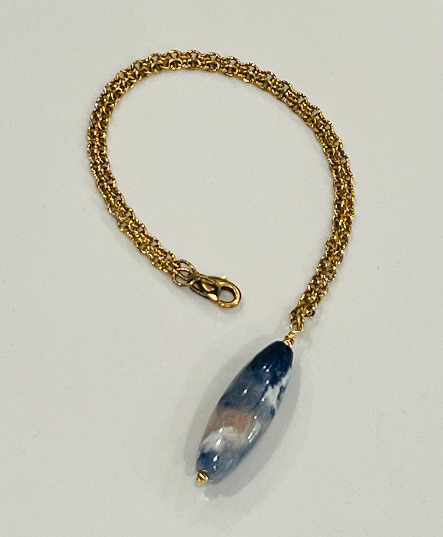 Gold Classic Cable Chain with Sodalite Drop Necklace Sodalite Drop Pendant Statement Necklace Blue Sodalite Pendant Layering Necklace