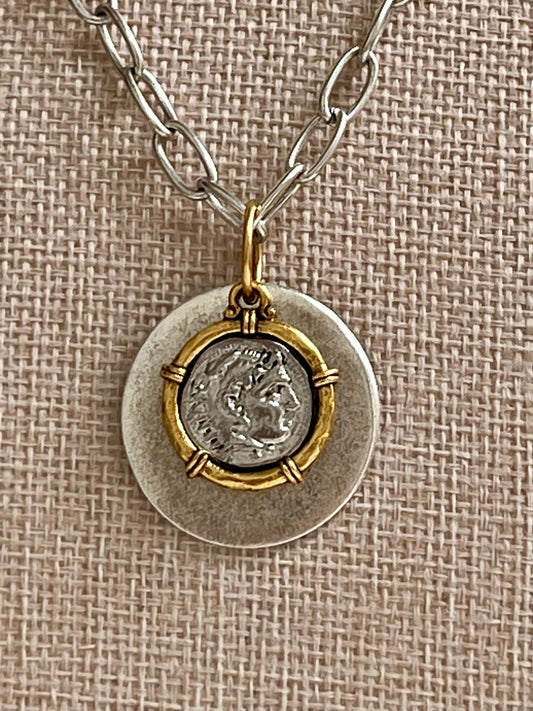 Silver and Gold Large Link Chain Necklace