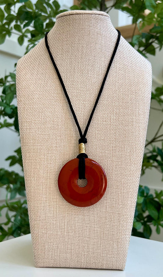 Red Jasper Donut Bead Necklace