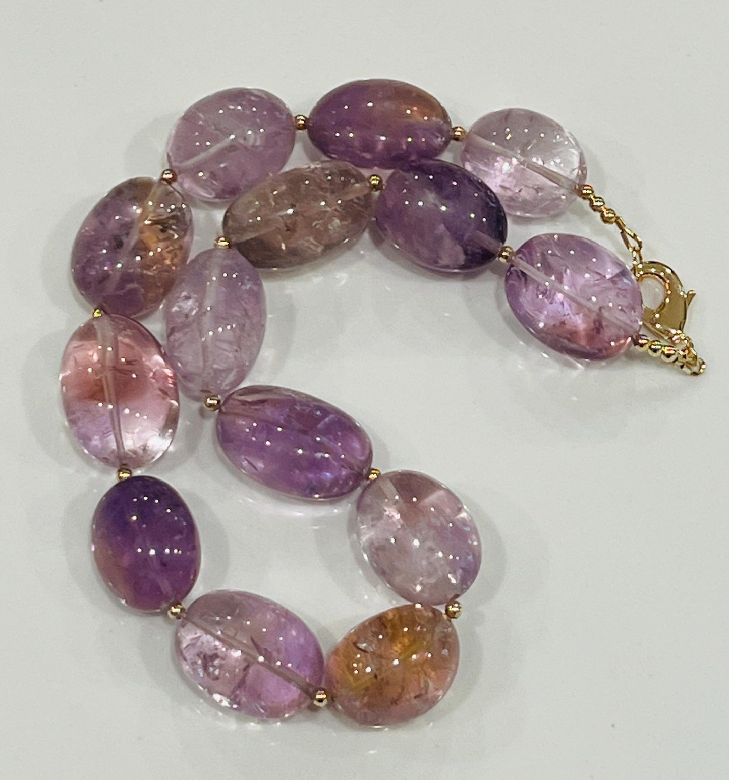Ametrine Beaded Necklace 18k Gold Filled Clasp/Beads Large Ametrine Chunky Statement Necklace 25x20mm Stones Approx